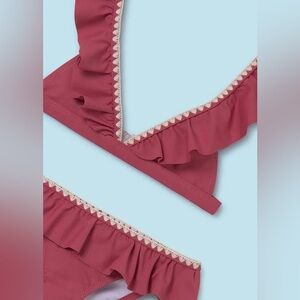 Mayoral Girls Teracotta Pink Ruffle Bikini Set, Size 8у